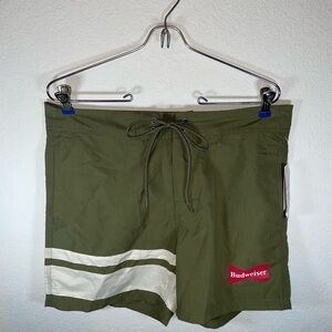 Budweiser by PacSun Men’s 6 inch Olive Green Swim Shorts